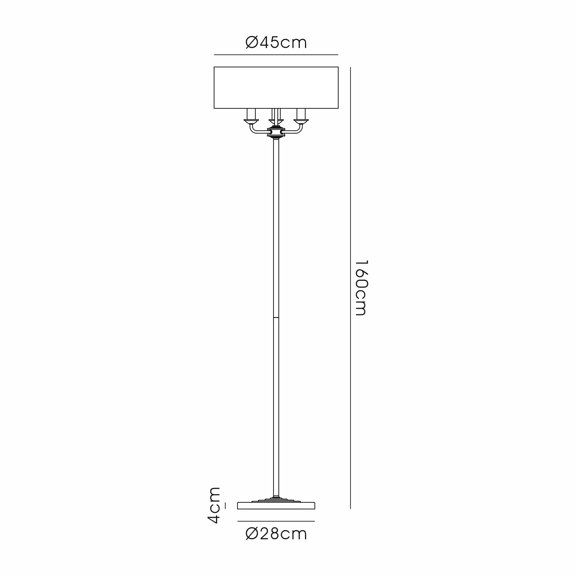 Banyan 45cm 3 Light Floor Lamp Polished Nickel, White DK0881  Deco Banyan PN WH